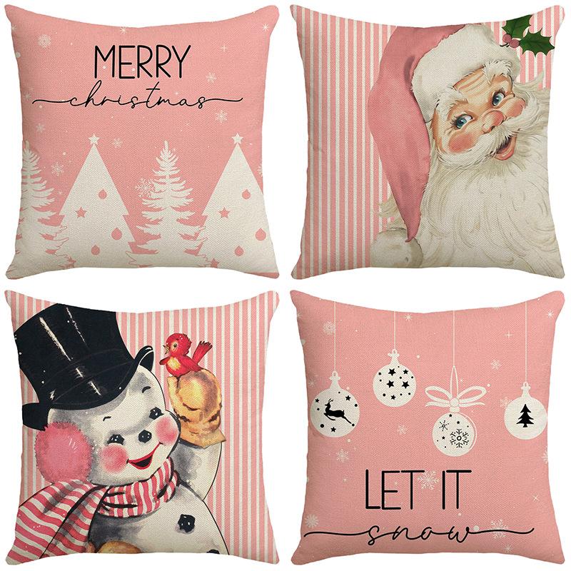 New Christmas Pillow Living Room Sofa Bedroom Balcony Pillow Single Sided Linen Home Pillow
