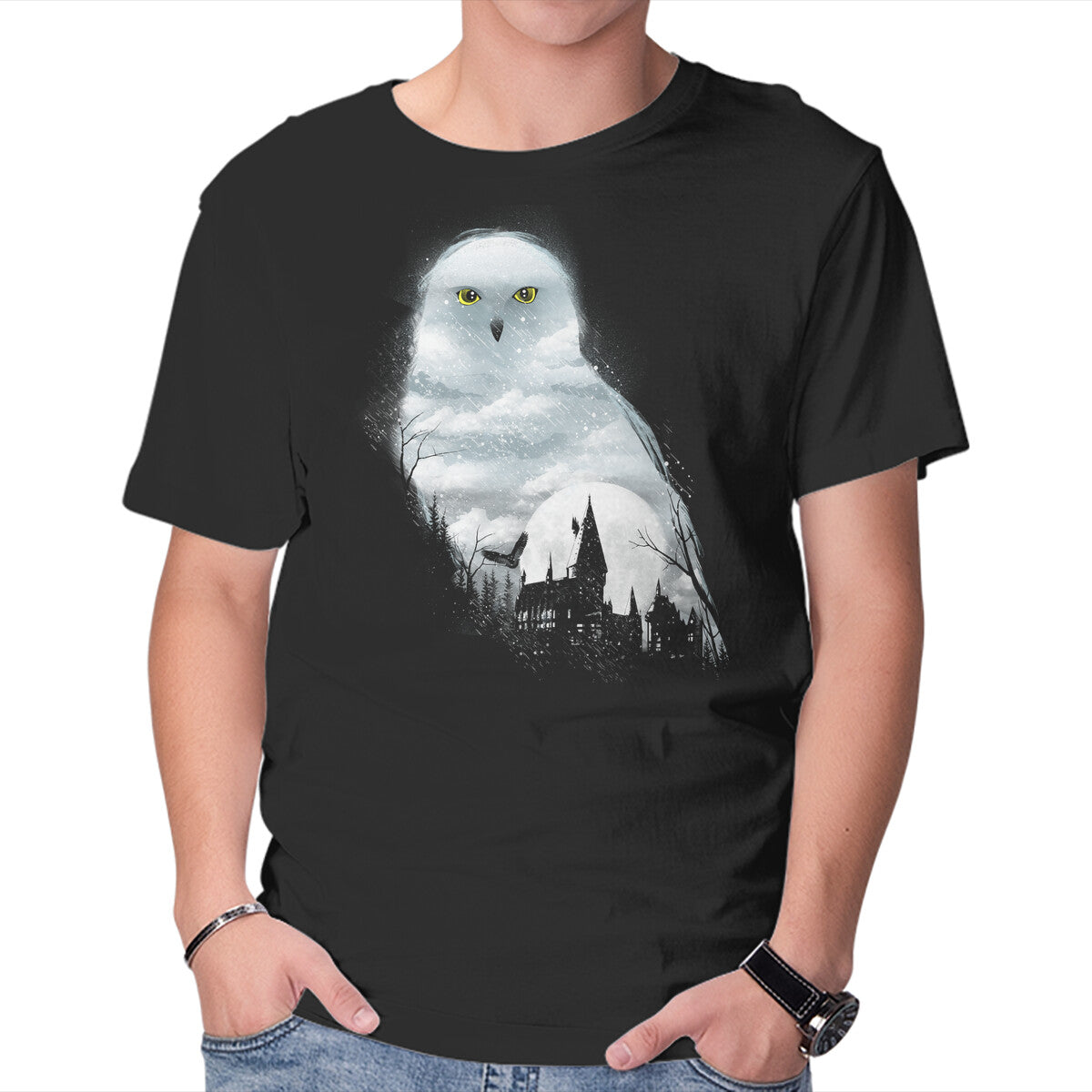 Unisex Crew Neck T-Shirt Magical Winter Graphic Short Sleeve Casual Tee XS