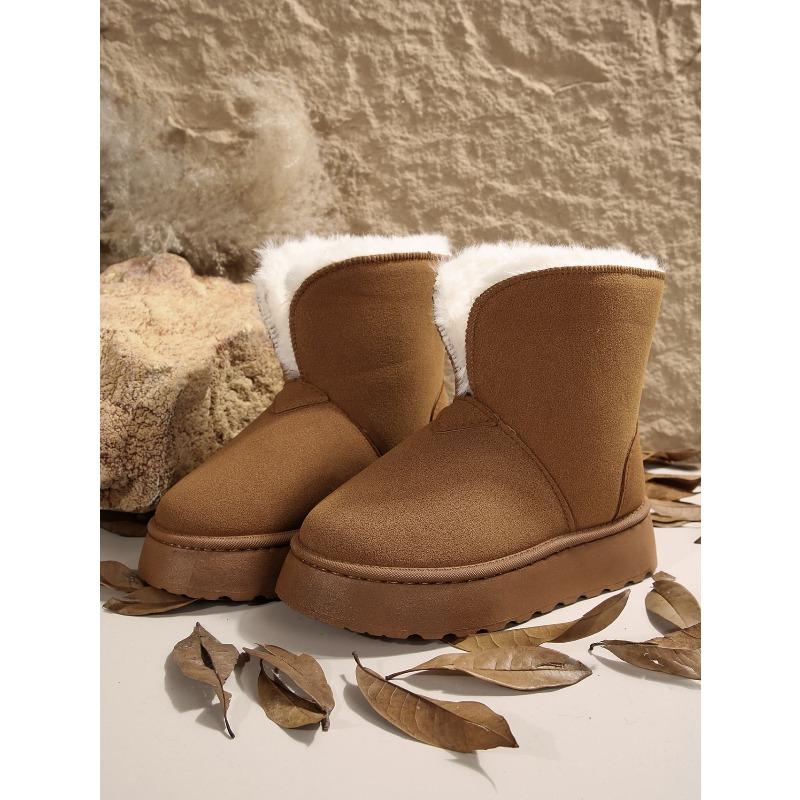 Women's Chunky-Soled Short Snow Boots 2025 Fall/Winter New Arrival Two-Way Wear Thickened Fleece Lining Warm Slip-On Women's Cotton Boots