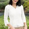 ZANZEA Women Casual V-Neck 3/4 Sleeve Lace Patchwork Blouse