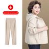 Spring Hooded Jacket & Wide-Leg Pants Set for Stylish Middle-Aged Women