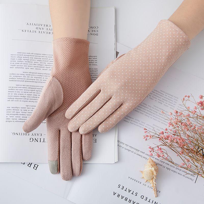 

Gloves for Women Summer UV Protection Mid-Length Short Non Slip Breathable Driving and Biking Touch Screen Thin Cotton Outdoor Spring & Fall Stars-light pink [regular]] One size