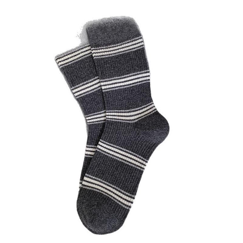 Women's Striped Simple Autumn and Winter Sporty Cotton Socks, Black and White Long Socks, Trendy, Slightly Pressed, Versatile School Mid-calf Socks