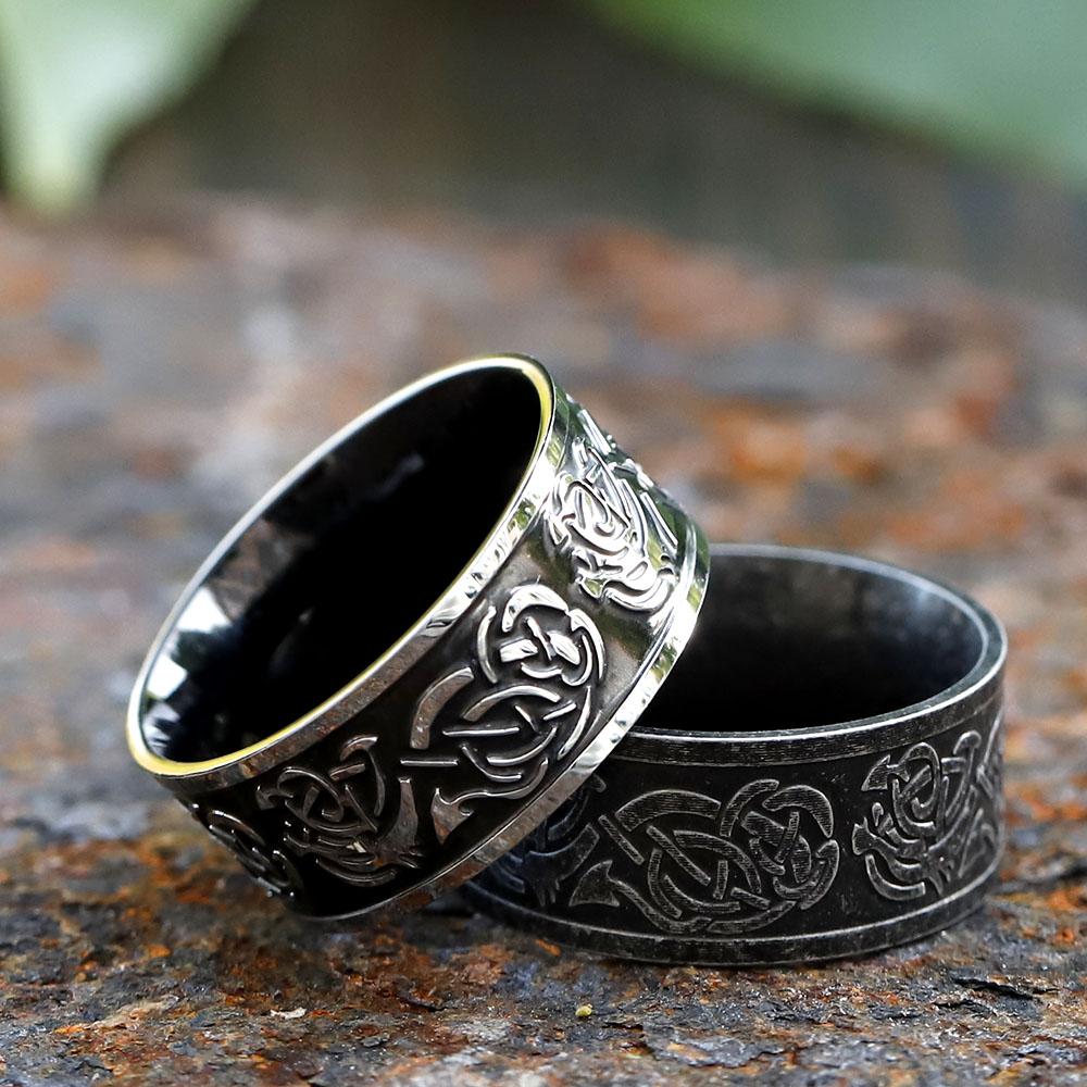 2023 NEW 316L Stainless Steel Odin Norse Viking Amulet Dragon Men Ring Jewelry for Gift Free Shipping