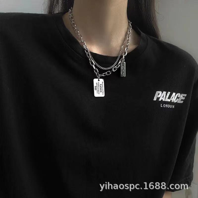 Neutral Style Niche Design Titanium Steel Zircon Pendant Necklace Male Versatile Couple Hip Hop Cuban Chain Collarbone Chain