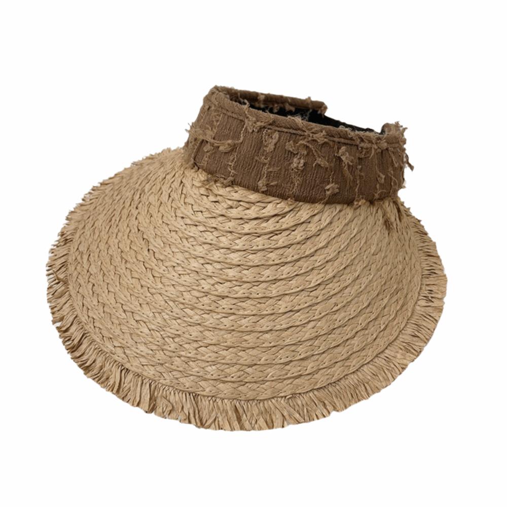 UV Protection Empty Top Straw Hat Woven Straw Folding Sunshade Hat Sunscreen Hat  Beach Vacation