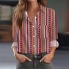 Women's Shirt Blouse Print Button Long Sleeve Casual Basic Shirt Collar Regular Top With Pockets