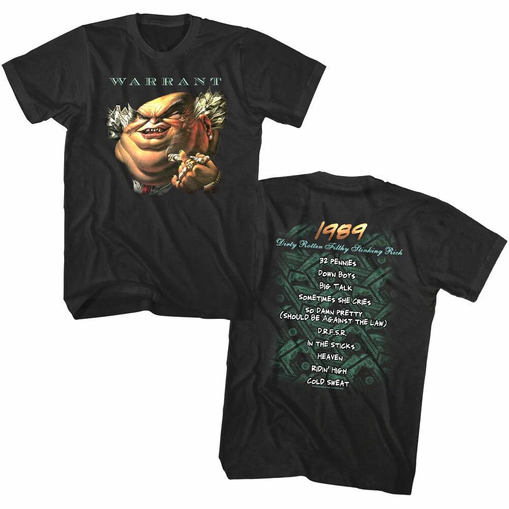 Warrant Dirty Rotten Filthy Stinking Rich Men s T Shirt Album 1989 Songs Rock M