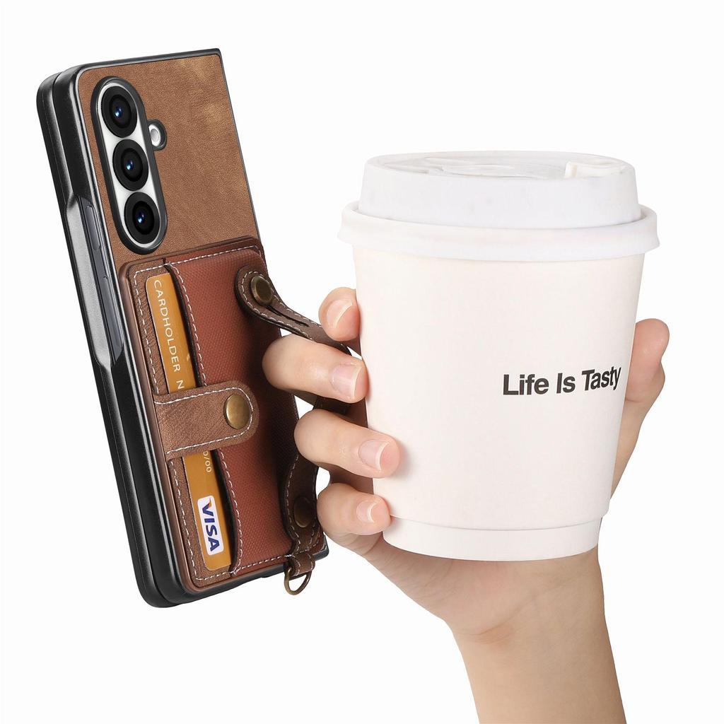 Galaxy Z Fold7 Leather Case with Card Slots - Multifunctional Folding Wallet Protective Cover for Samsung ZFold6