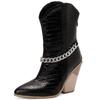 Fashion Western Cowboy Boots For Women Sexy Chain Ankle Boots For Women Wedges Heels Black Yellow White Autumn Winter Shoes Large Size