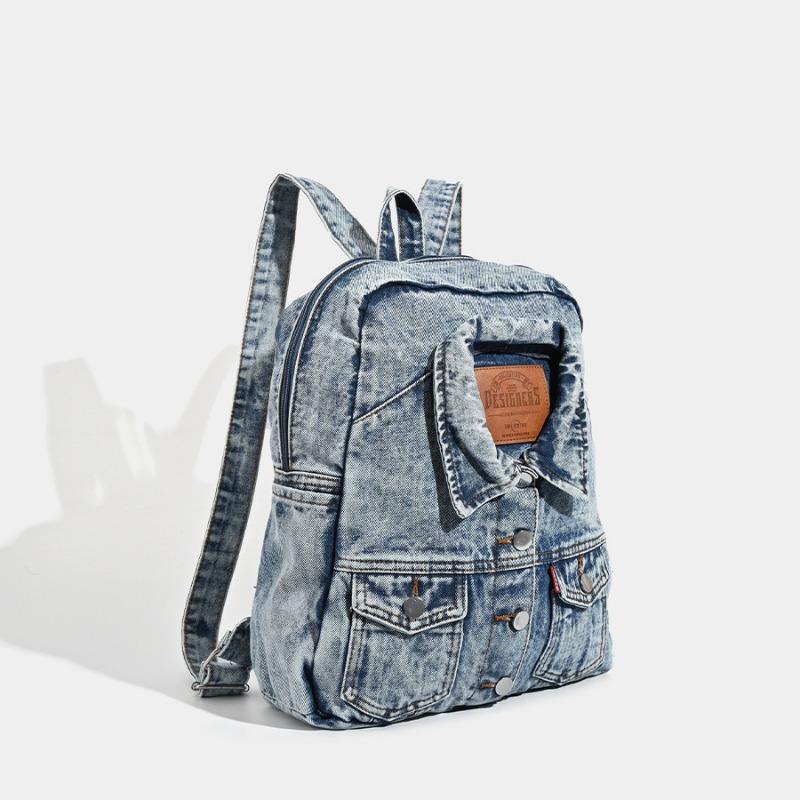 Washed Cowboy Large Capacity Backpack Fashion Retro Large Capacity Cowboy Shoulder Bag Commuter Bag