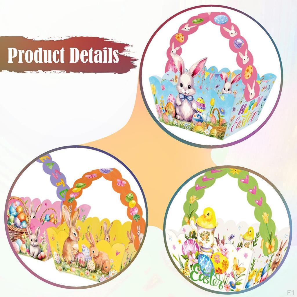 12x Easter Baskets Colorful Decorative Theme Empty for Birthday Holiday Party Favors Handheld