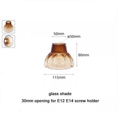 Industrial Stained Glass E14 Lamp Shade Replacement with 30mm Opening, Clear Amber Green E12 Lampshade Cover for Home Office