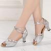 Silver Latin Dance Shoes for Women Salsa Bachata Tango/Ballroom/ Salsa Dancing Shoes Soft Bottom Exercise Dance Shoes Heels5.5cm