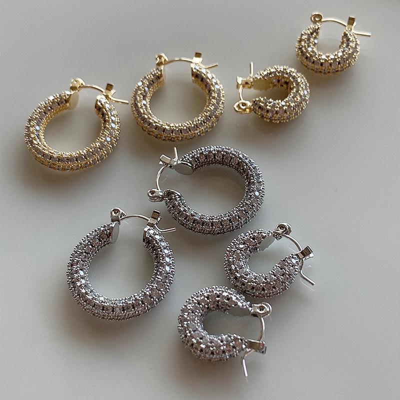 Elegant Zircon U-Shaped Earrings: Luxury Geometric Studs for Women