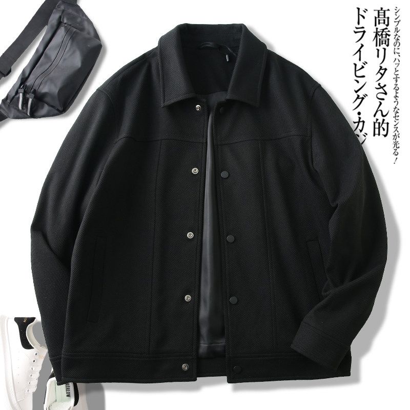 Japanese Style Jacket Spring and Autumn Export Tail Single Lapel Parka Black 2XL