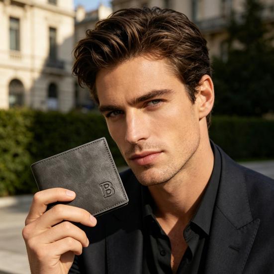Herren Bifold Geldbörse Minimalistische Taschen-Kurzgeldbörse mit Reißverschluss-Münzfach Kartenhalter Geldbörse für Arbeit Reisen