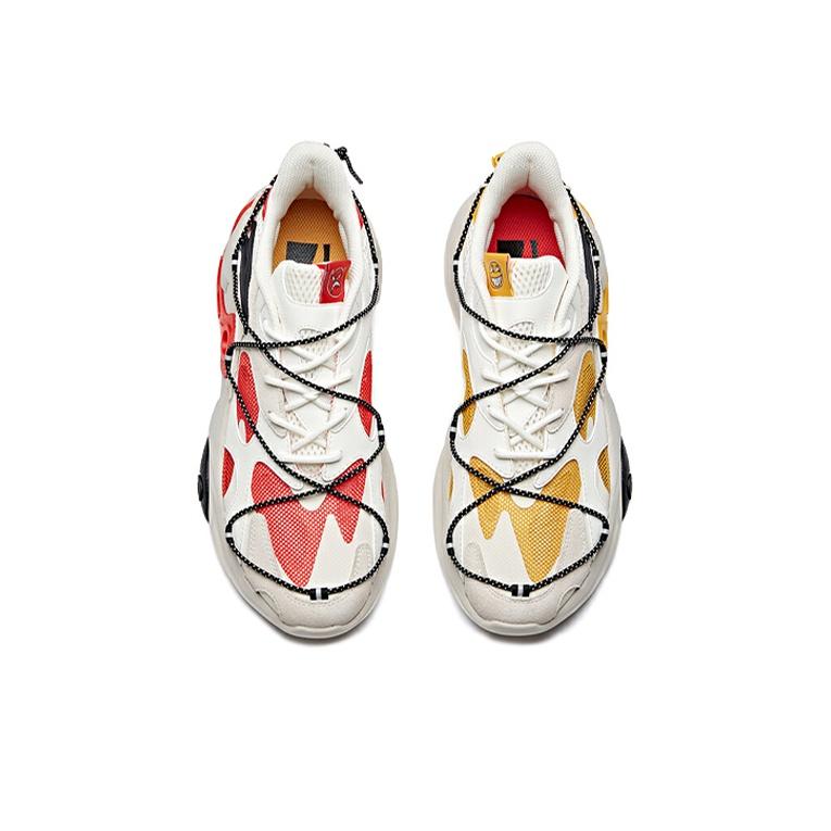 Anta Mesh Synthetic Leather Shock Absorbing Non-Slip Wear-Resistant Balance Low-Top Casual Shoes Men sneakers White Yellow 912028850-5