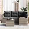 VidaXL Ensemble de Canapé de Jardin de 4 Pièces avec Coussins Noir en Rotin Synthétique 3346029