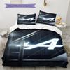 Alpine F1 Pattern Bedding,Quilt Set Quilt Cover Pillowcase Home Birthday Gift(1 * Duvet Cover + 2 * Pillowcase, Without Core)