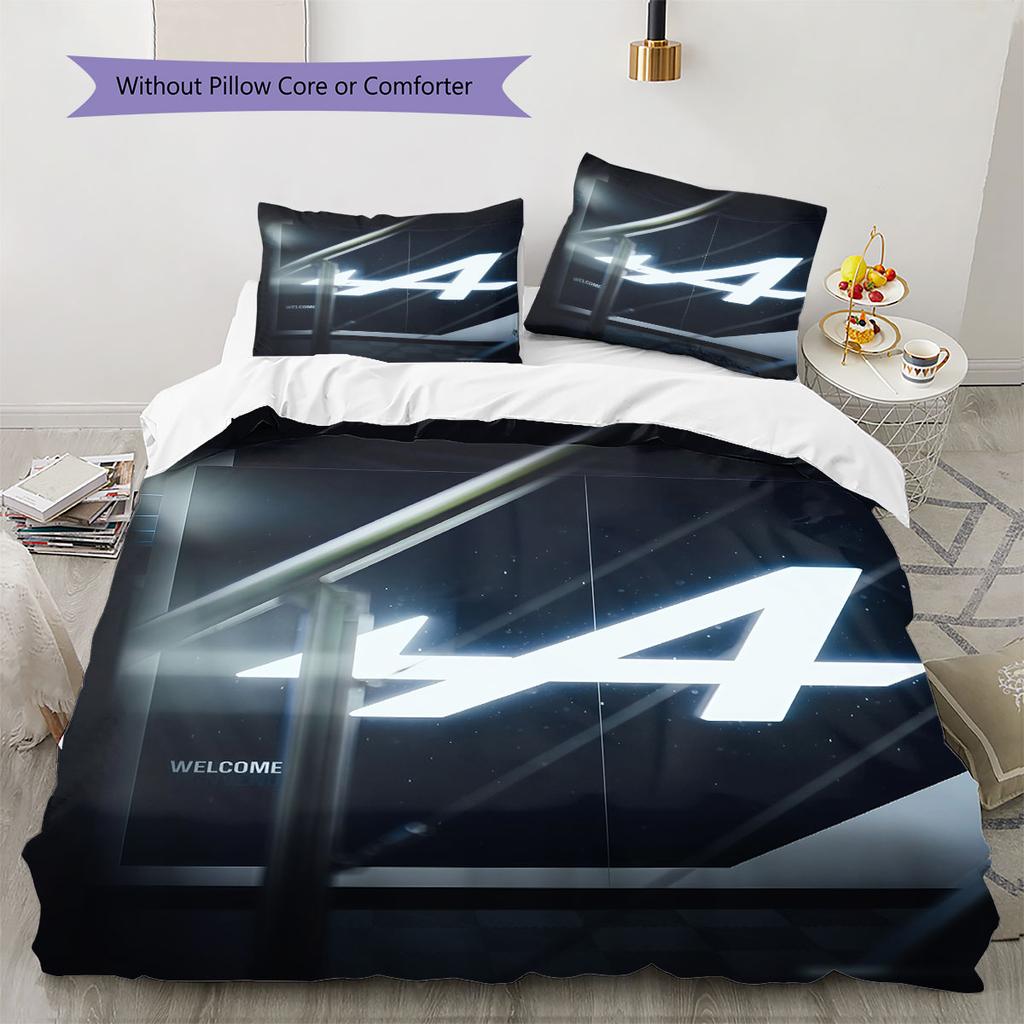 Alpine F1 Pattern Bedding,Quilt Set Quilt Cover Pillowcase Home Birthday Gift(1 * Duvet Cover + 2 * Pillowcase, Without Core)