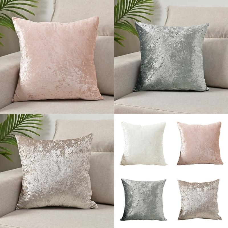 Elegant Solid Color Stretch Velvet Pillowcase Cushions Cover Easy to Install and Remove for Home Decoration 450x450mm