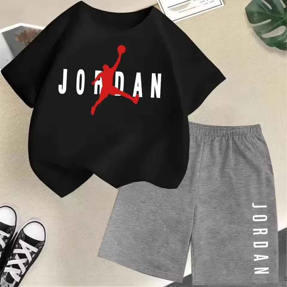 Sommer Kurzarm Kinder Set Slam Dunk Meister Muster Druck Sport T-Shirt+Shorts 2er Set Kinder Jungen Mädchen Mode Trainingsanzug