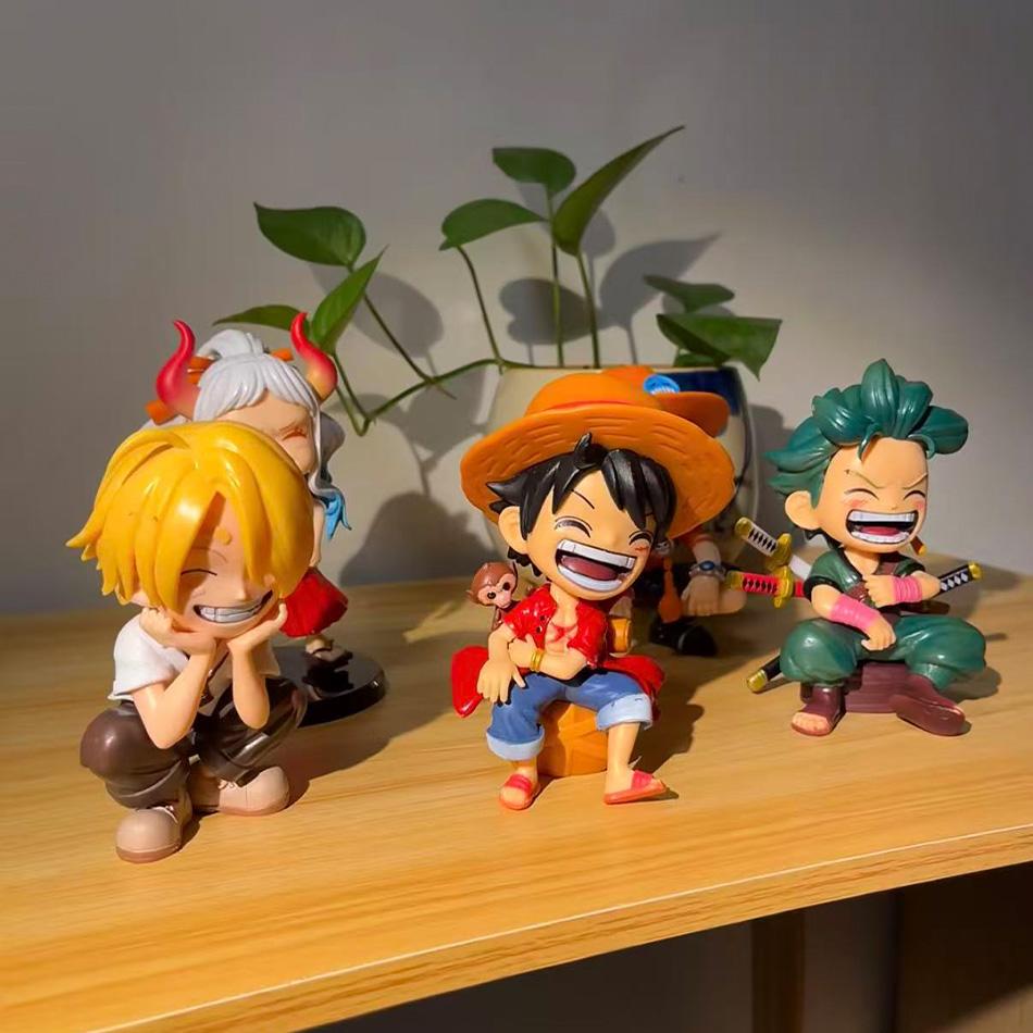 Anime One Piece Mini Figure 5Pcs Luffy Ace Zoro Sanji Yamato Figurine Cake Topper Decoration Birthday Party Supplies