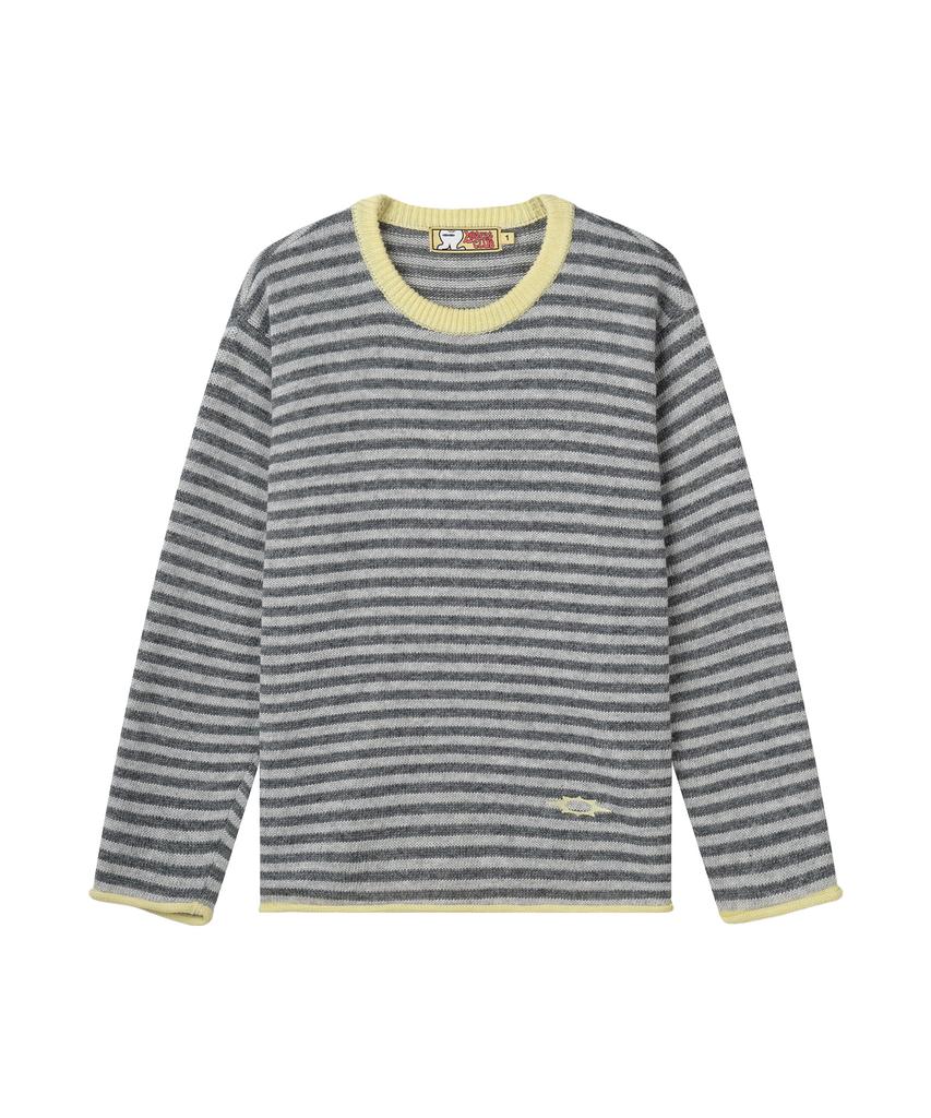 LOSERS CLUB Logo Stripe Round Neck Knit Gray