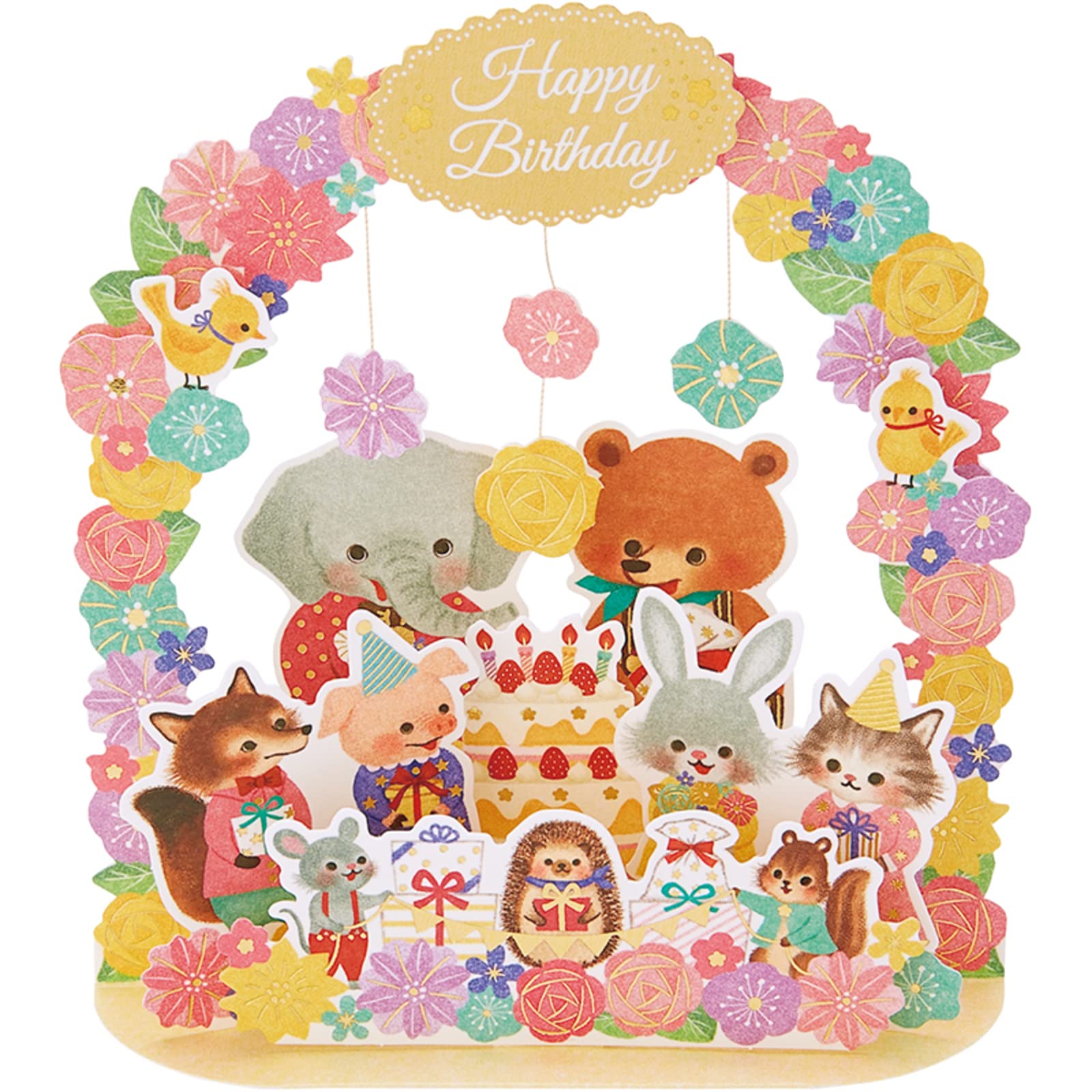 Sanrio Birthday Flower Arch and Greeting Ships SANRIO 831638 Card, Animals, Card, Internationally, BD105-2,