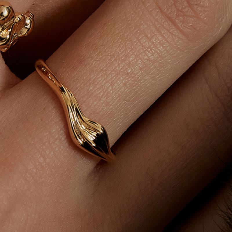 Invisible collage BRUSH MARK RING_GOLD