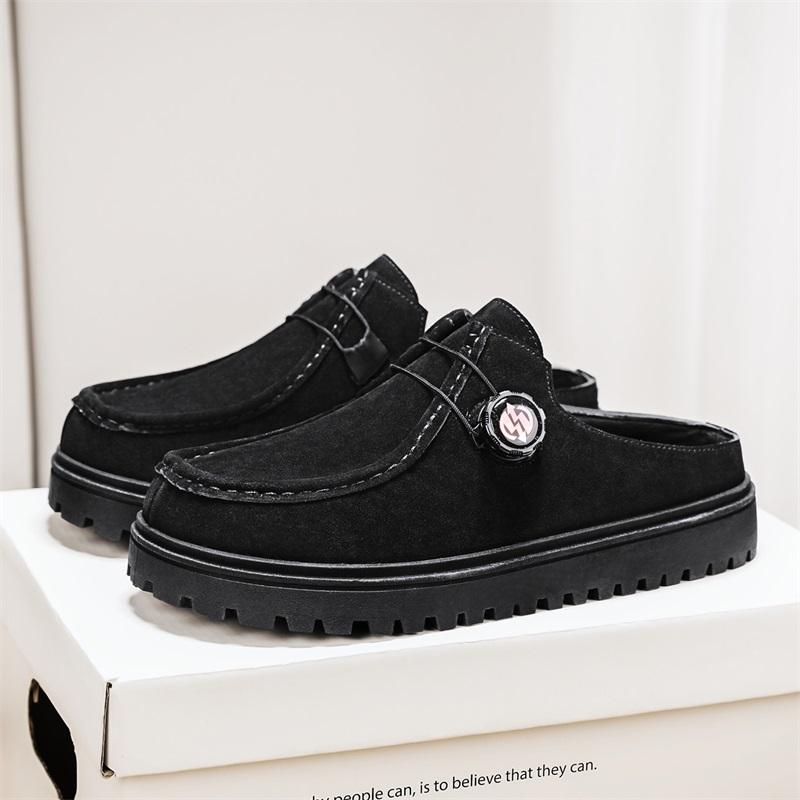 Retro Shoes for Men Comfortable Suede Leather Half Shoes Men Lace-up Flat Casual Shoes Man Footwear Zapatos Para Hombre