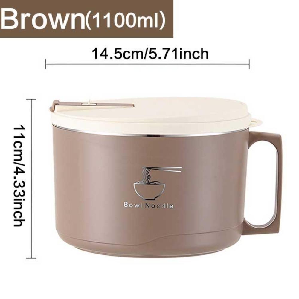 2 Styles Stainless Steel Instant Noodle Bowl with Lid Dormitory Student Drainable Large Capacity Food Grade Instant Noodle Bowl