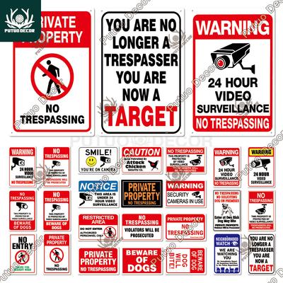 Putuo Decor Betreten Verboten Blechschilder Warnschild Metall Videoüberwachung Wandkunst Poster Platte Hof Eisenmalerei Aufkleber