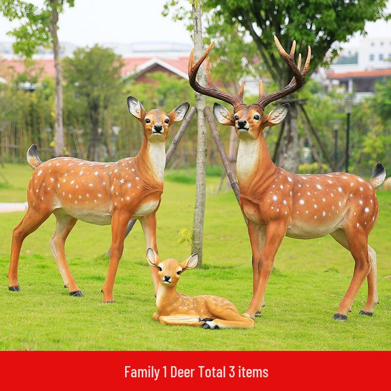 Simulation Sika Deer Outdoor Ornament Set