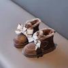 Girls' Fleece Snow Boots and Winter Children's Thickened Bow Princess Ankle Boots