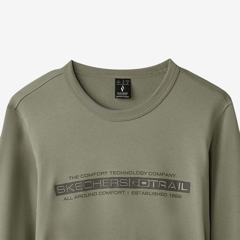Skechers Outdoor Casual Crew Neck Pullover Sweatshirt Men Sweatshirt Laurel-Oak Gray L424M002-04AU
