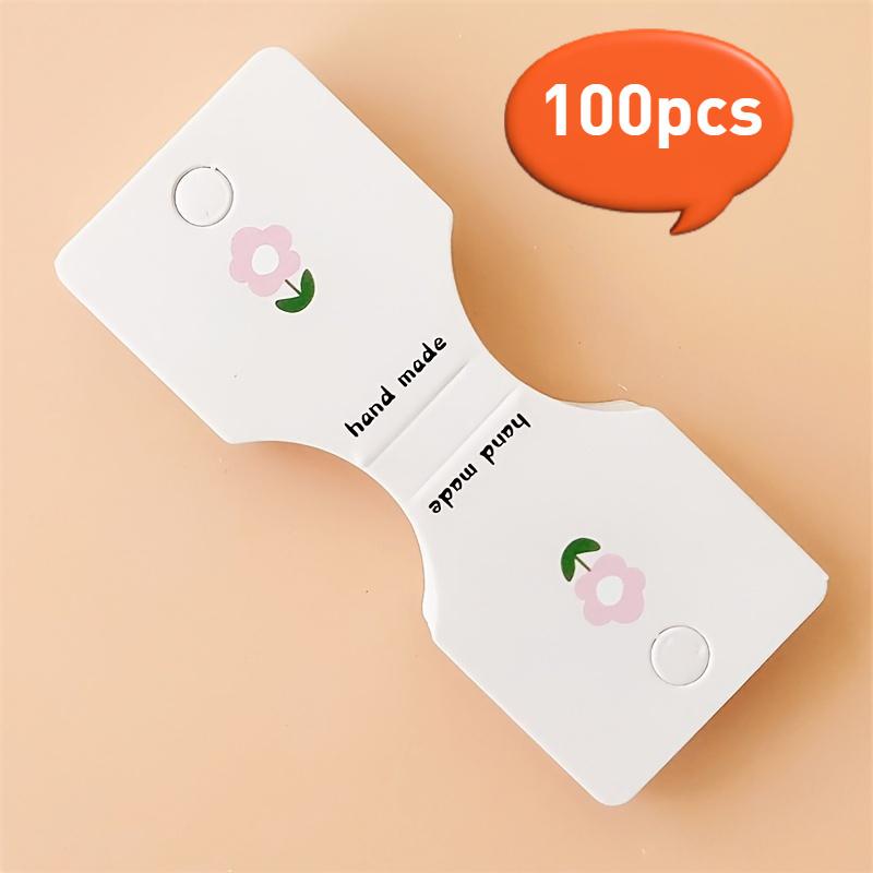100pcs Flower Fold Jewelry Display Cards for Necklaces, Bracelets - Durable Paper Card Packaging with Small Floral Print