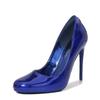 Fashion red patent leather high heels single shoes round head thin heels pole dance catwalk large size women's shoes