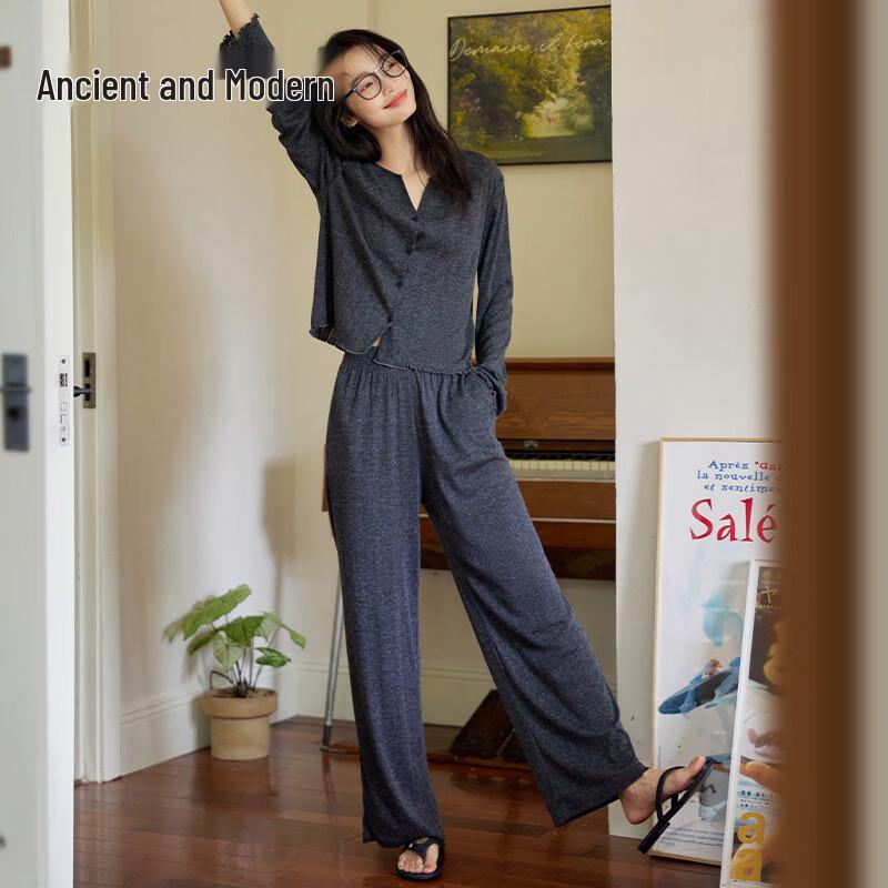 GUJIN Women s Hollow Out Cardigan Loungewear Set L
