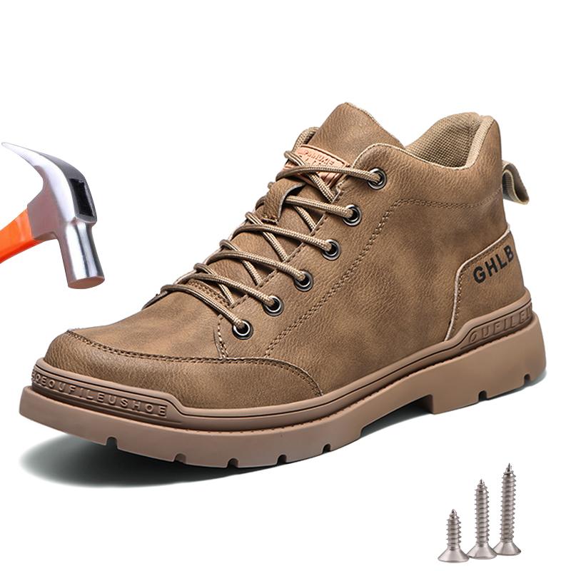 

Men Safety Boots Construction Anti-smash Anti-puncture Work Safety Shoes Men Indestructible Steel Toe Work Boots 38