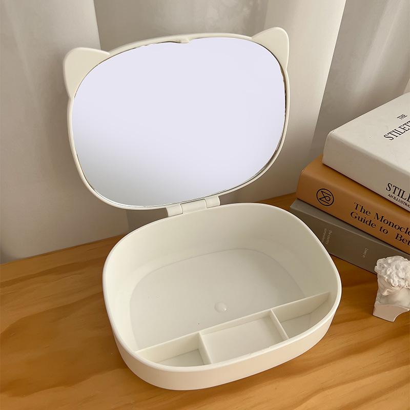

Зеркало для туалетного столика, складное косметическое зеркало для женщин с органайзером, настольное, для домашнего использования, небольшой подарок на День матери, сувениры для вечеринок белый