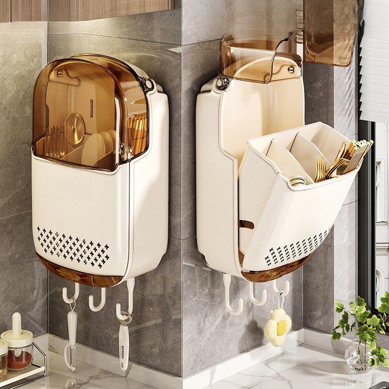Deluxe Wall-Mounted Kitchen Utensil Holder: Chopsticks, Spoons, and Cutlery Organizer.