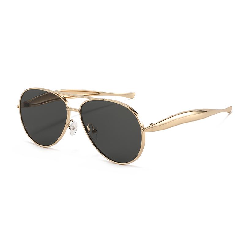 Oversized Oval Metal Sunglasses for Men and Women Fashion Trendy High-end Outdoor Sunscreen Sunshade Glasses C1