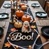 Halloween Shelf Decor Ghost Figurine, Cute Reading Statue, Ornament with Party Table Centerpiece Pumpkin Bucket, Skeleton Puppy Tabletop for