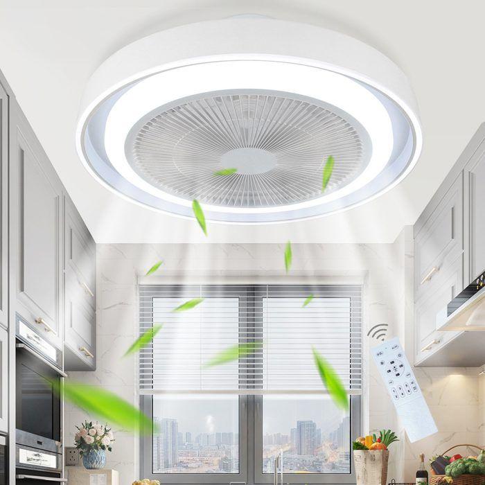 Ceiling Fan with Light - NETTLIFE - 5 Blades - Dimmable LED - Remote Control - White