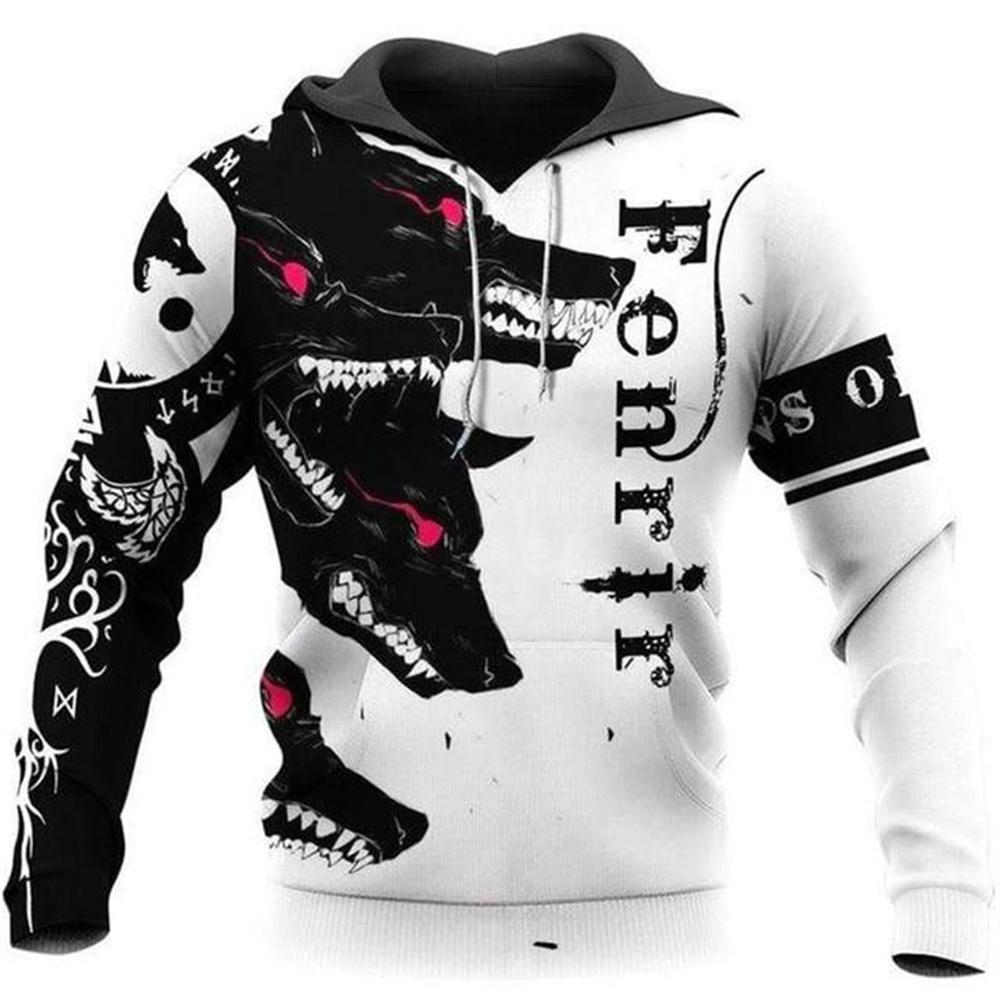 New Wolf Tattoo Black and White 3D All-Over Printed Men's Hoodie and Sweatshirt Unisex Casual Autumn Tracksuits