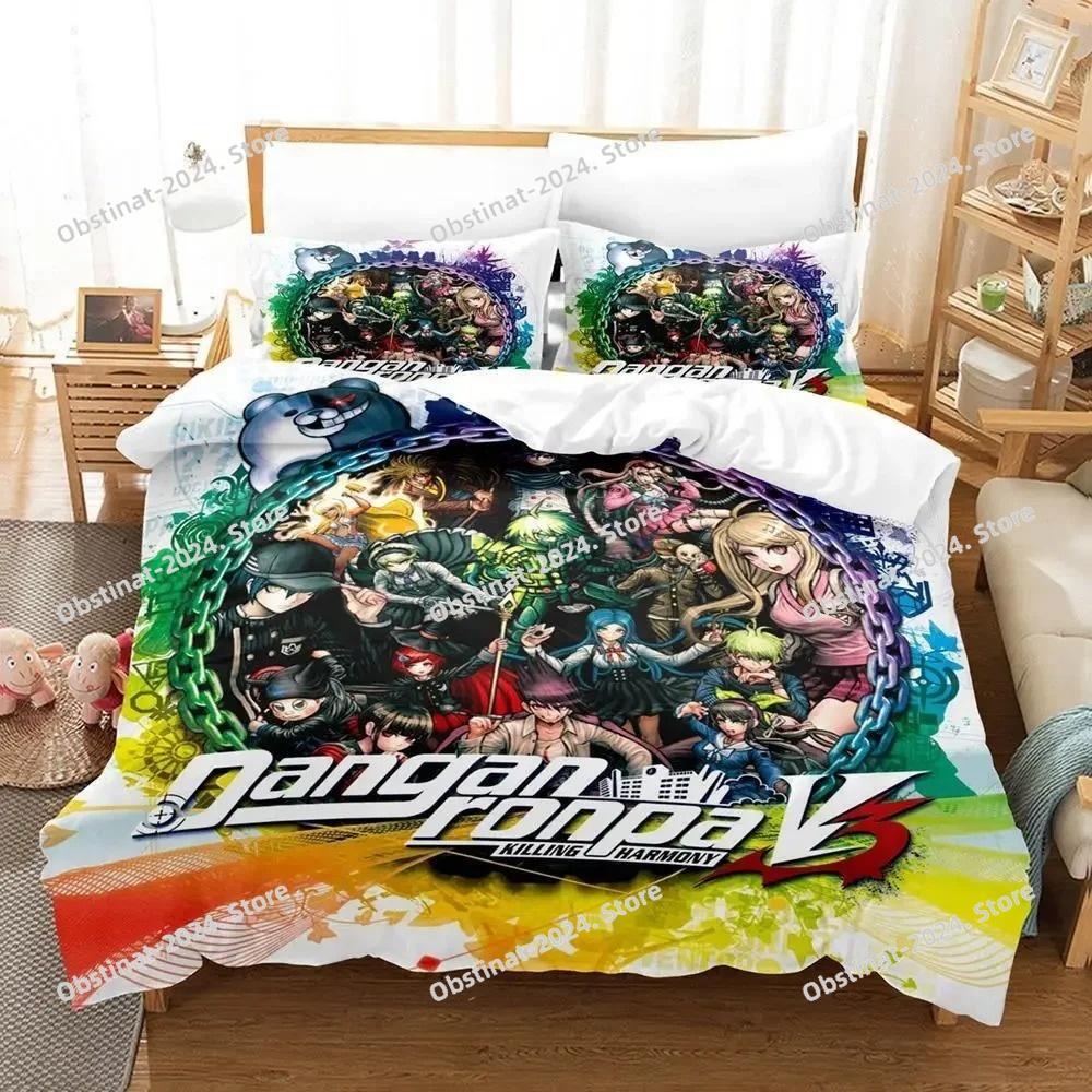 Fashion Anime Danganronpa Bedding Set Printed Bed Set Duvet Cover Sheet Pillowcase Bed Soft Quilt Cover Full Queen King Size