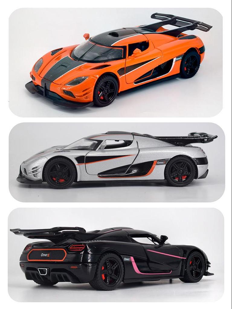 Xinao 1:32 Koenigsegg Sportwagenmodell – Schwingtür, Ton und Licht, Rückzieh-Legierungsspielzeug
