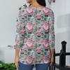 Women's Casual Fashionable Sexy Comfortable V-Neck Christmas Three-Quarter Sleeve Top